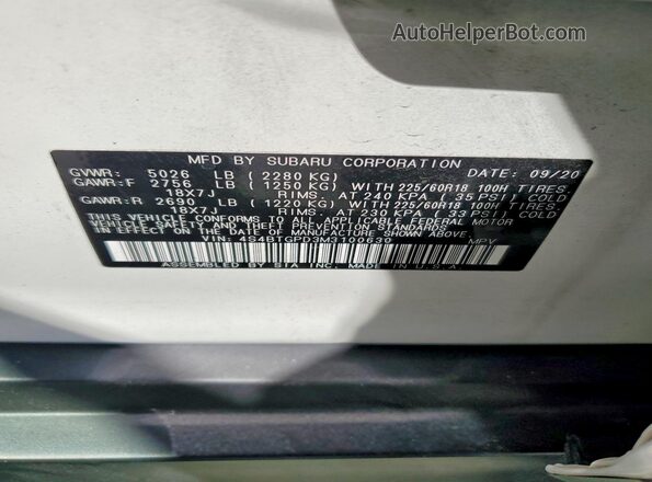 4S4BTGPD3M3100630 2021 SUBARU OUTBACK White 