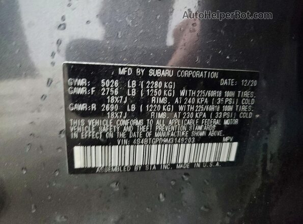4S4BTGPD9M3149203 2021 SUBARU OUTBACK Gray Engine compartment view