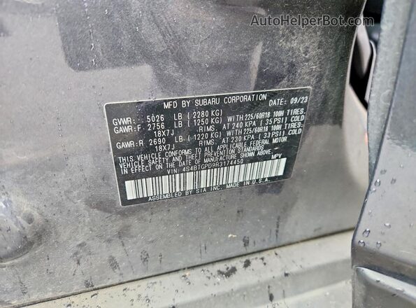 4S4BTGPD9R3174450 2024 SUBARU OUTBACK Gray Շարժիչի բաժամունքի տեսք