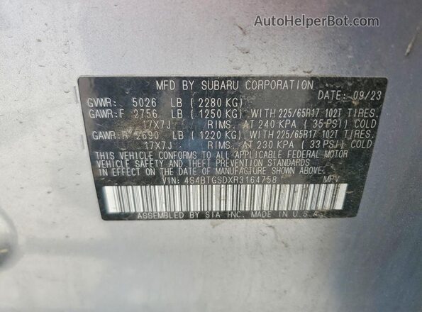 4S4BTGSDXR3164758 2024 SUBARU OUTBACK Silver 