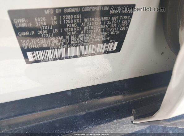 4S4BTGUD1P3103275 2023 SUBARU OUTBACK White Widok komory silnika