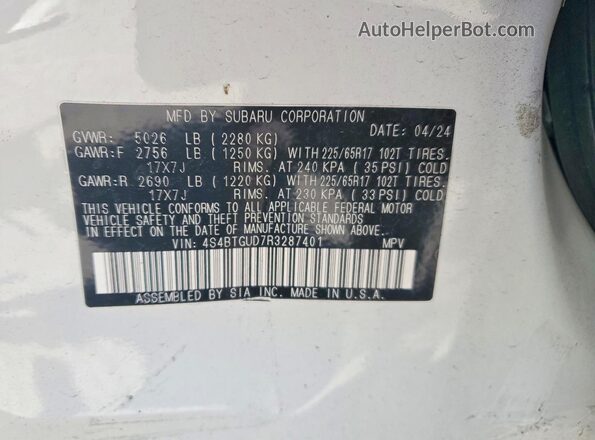 4S4BTGUD7R3287401 2024 SUBARU OUTBACK White 