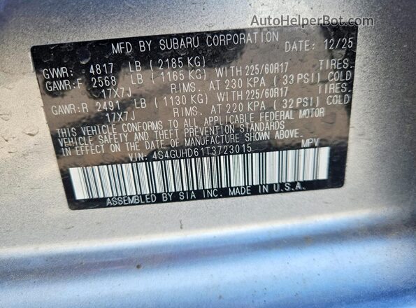 4S4GUHD61T3723015 2026 SUBARU CROSSTREK Silver ძრავის განყოფილების ხედი