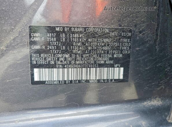 4S4GUHD63T3746053 2026 SUBARU CROSSTREK Gray 