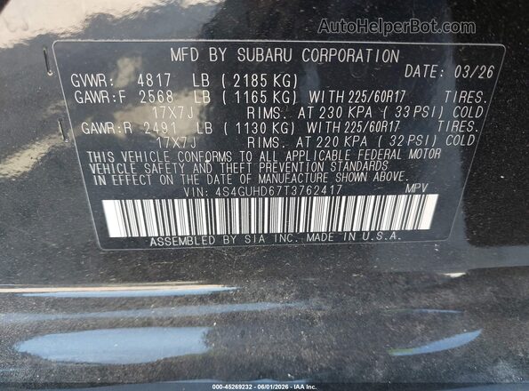 4S4GUHD67T3762417 2026 SUBARU CROSSTREK Black Engine compartment view