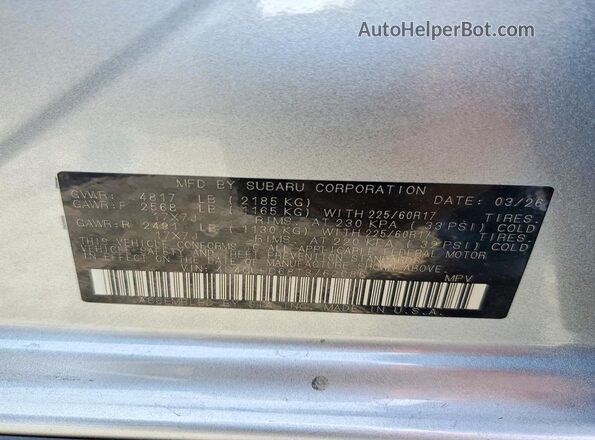 4S4GUHD68T3762085 2026 SUBARU CROSSTREK Silver VIN sticker view