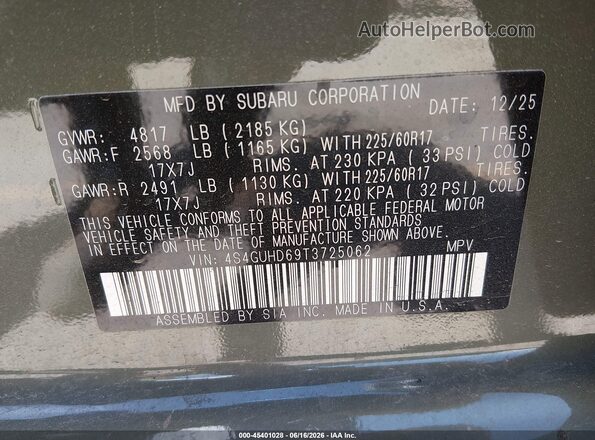 4S4GUHD69T3725062 2026 SUBARU CROSSTREK Зеленый Вид подкапотного пространства