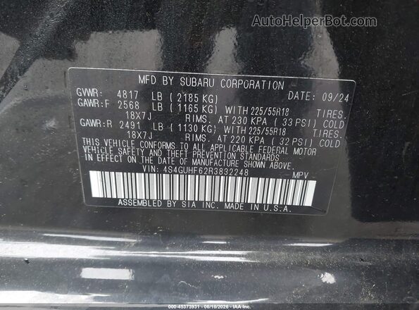 4S4GUHF62R3832248 2024 SUBARU CROSSTREK Black Вид підкапотного простору