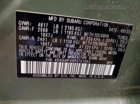 4S4GUHF66R3701663 2024 SUBARU CROSSTREK Green Engine compartment view