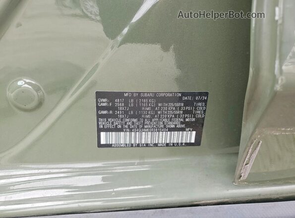 4S4GUHM60R3815404 2024 SUBARU CROSSTREK Green Vista del compartimento del motor