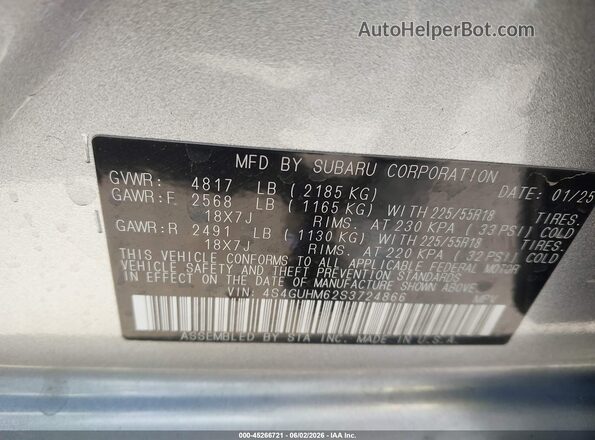 4S4GUHM62S3724866 2025 SUBARU CROSSTREK Серый Вид подкапотного пространства