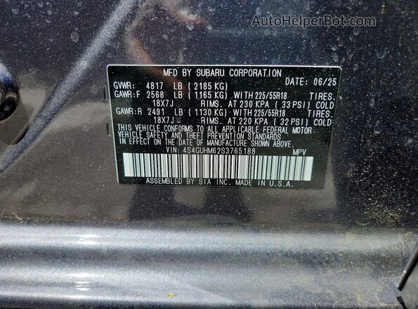 4S4GUHM62S3765188 2025 SUBARU CROSSTREK Charcoal 