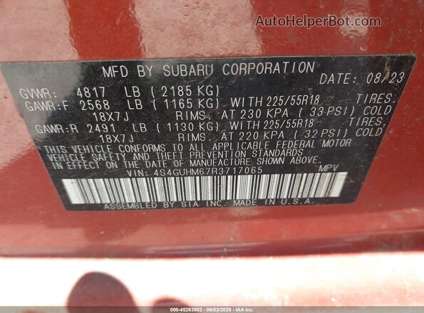 4S4GUHM67R3717065 2024 SUBARU CROSSTREK Orange Вид підкапотного простору