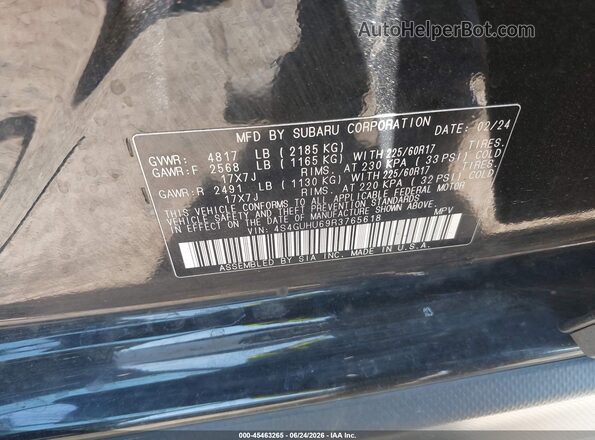 4S4GUHU69R3765618 2024 SUBARU CROSSTREK Черный Вид подкапотного пространства