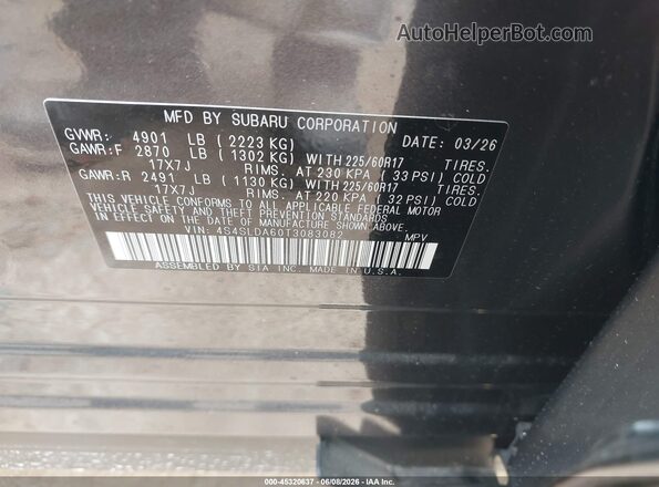 4S4SLDA60T3083082 2026 SUBARU FORESTER Gray ძრავის განყოფილების ხედი