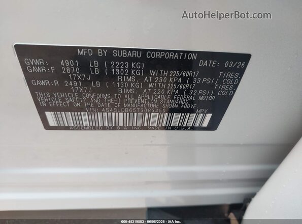 4S4SLDB65T3083450 2026 SUBARU FORESTER White ძრავის განყოფილების ხედი