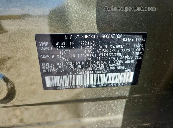 4S4SLDB66T3031521 2026 SUBARU FORESTER Green 