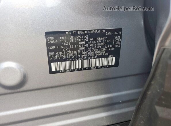 4S4SLDD61T3068943 2026 SUBARU FORESTER Silver VIN կոդի պիտակի տեսք