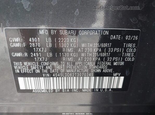 4S4SLDD62T3070345 2026 SUBARU FORESTER Серый Вид подкапотного пространства