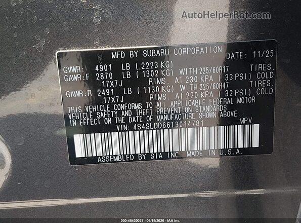 4S4SLDD66T3014781 2026 SUBARU FORESTER Gray Շարժիչի բաժամունքի տեսք