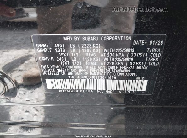 4S4SLDH69T3041659 2026 SUBARU FORESTER Black Vista del compartimento del motor