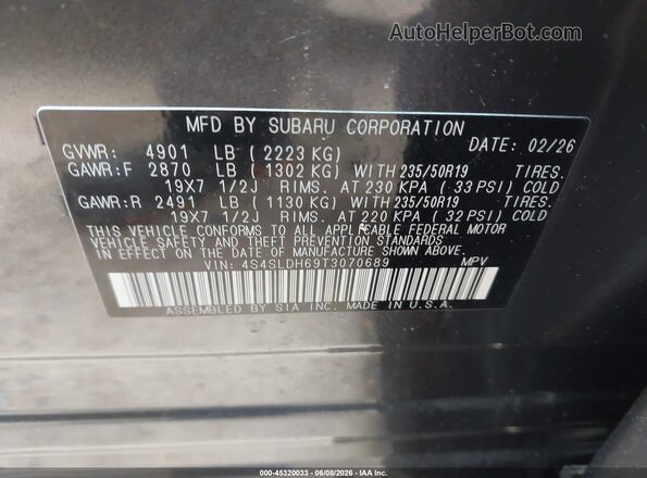 4S4SLDH69T3070689 2026 SUBARU FORESTER Gray ძრავის განყოფილების ხედი
