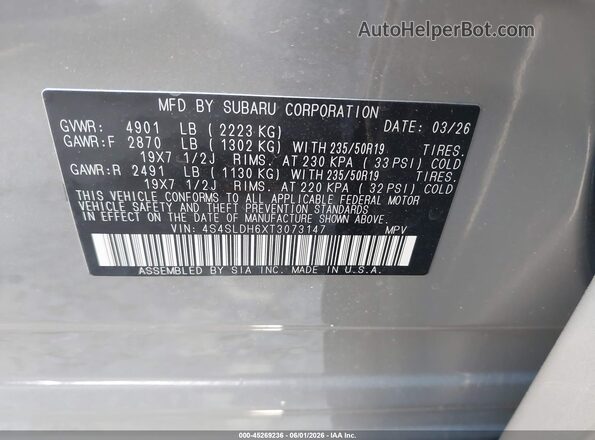 4S4SLDH6XT3073147 2026 SUBARU FORESTER Gray Вид підкапотного простору