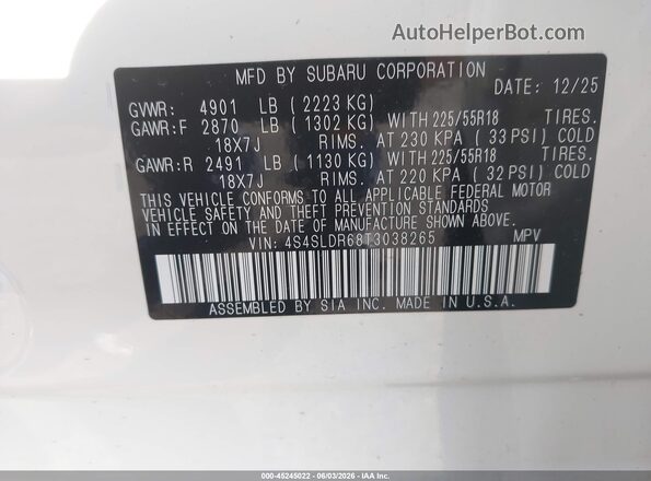 4S4SLDR68T3038265 2026 SUBARU FORESTER White Вид підкапотного простору