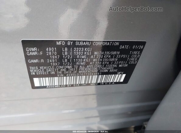 4S4SLDT67T3044681 2026 SUBARU FORESTER Gray 