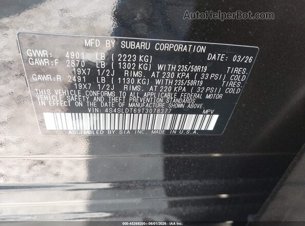 4S4SLDT69T3078377 2026 SUBARU FORESTER Black ძრავის განყოფილების ხედი