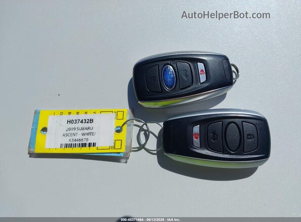 4S4WMACD4K3446670 2019 SUBARU ASCENT White წინა პანელის ხედი