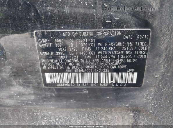 4S4WMACD6L3421335 2020 SUBARU ASCENT Черный Вид подкапотного пространства
