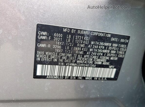 4S4WMACDXR3461264 2024 SUBARU ASCENT Silver 