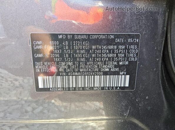 4S4WMAED8R3442998 2024 SUBARU ASCENT Gray 