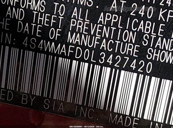 4S4WMAFD0L3427420 2020 SUBARU ASCENT Red Engine compartment view