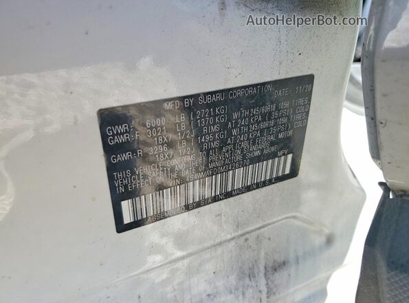 4S4WMAFD0M3426270 2021 SUBARU ASCENT White 360 interior view