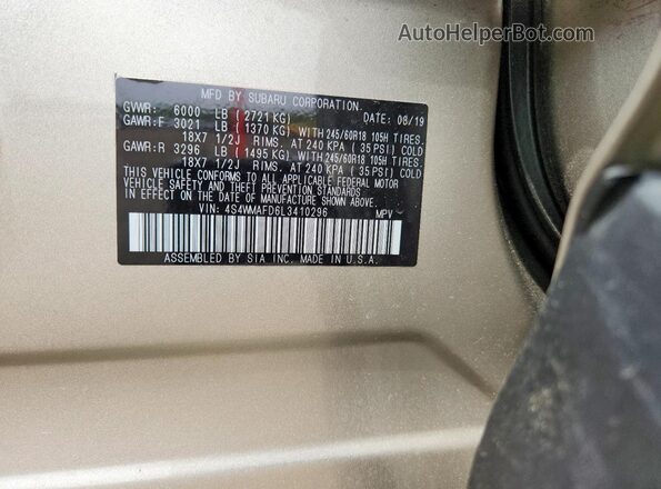 4S4WMAFD6L3410296 2020 SUBARU ASCENT Tan 