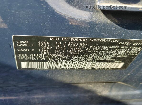 4S4WMAHD6R3435222 2024 SUBARU ASCENT Blue 