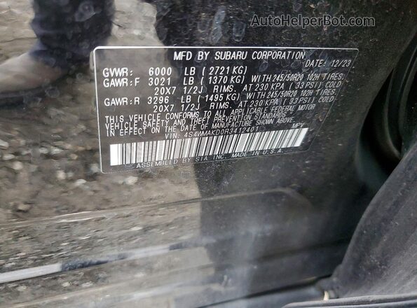 4S4WMAKD0R3412401 2024 SUBARU ASCENT Black VIN sticker view