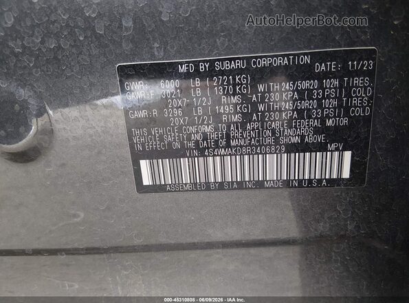4S4WMAKD8R3406829 2024 SUBARU ASCENT Серый Вид подкапотного пространства