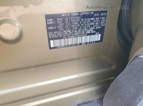 4S4WMALD3N3464565 2022 SUBARU ASCENT Зеленый Вид подкапотного пространства