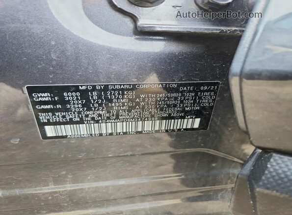 4S4WMAPD6M3474998 2021 SUBARU ASCENT Gray 