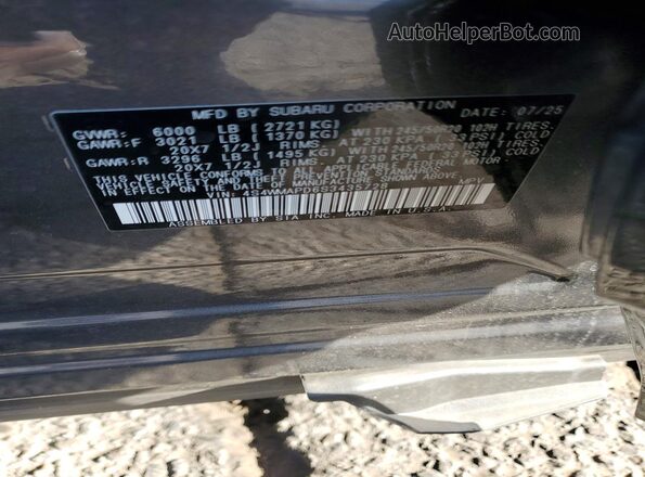 4S4WMAPD6S3435728 2025 SUBARU ASCENT Серый Панорамный вид салона 360°
