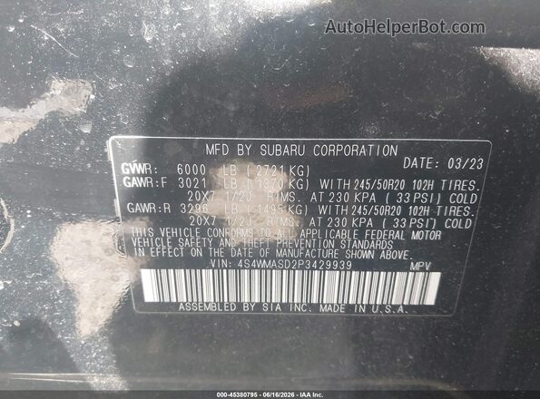 4S4WMASD2P3429939 2023 SUBARU ASCENT Черный Вид подкапотного пространства