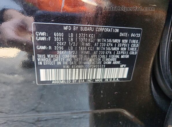 4S4WMAUD5P3435523 2023 SUBARU ASCENT Black Вид підкапотного простору
