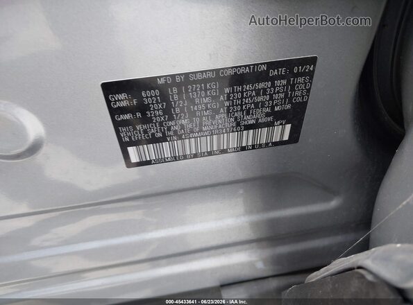 4S4WMAWD1R3417603 2024 SUBARU ASCENT Серебряный Вид подкапотного пространства