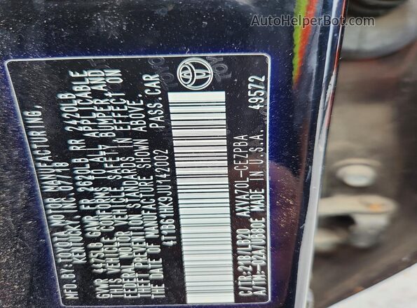 4T1B61HK9JU142002 2018 TOYOTA CAMRY Black VIN sticker view