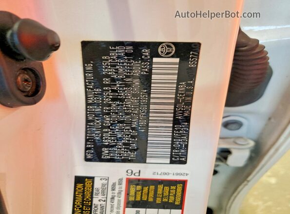4T1BD1FK5GU192574 2016 TOYOTA CAMRY White Engine compartment view