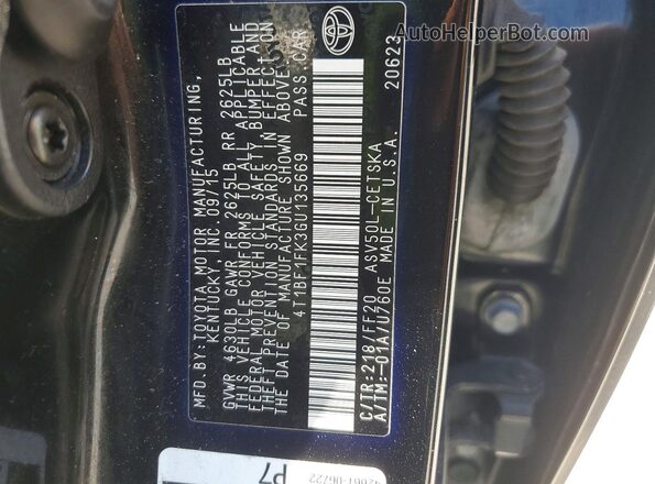 4T1BF1FK3GU135669 2016 TOYOTA CAMRY Black Вид підкапотного простору