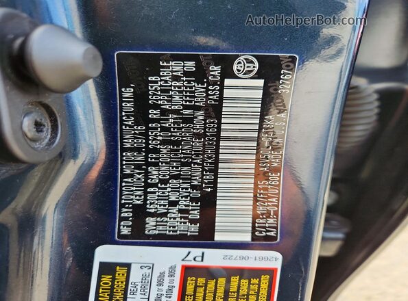 4T1BF1FK3HU331693 2017 TOYOTA CAMRY Black Вид підкапотного простору